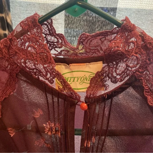 Vintage Patty O’Neil purple Embellished Pleated Gown with Long Bishop Sl… - Picture 15 of 16